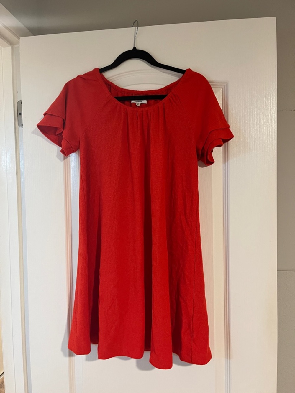 Madewell Orange-Red Short Sleeve Mini Dress